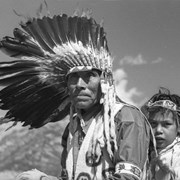 Cover image of Unknown man and boy in regalia